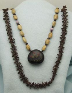 Vintage Nature Necklaces ~ 2 Different Seeds ~ Beans ~ Nuts ~ Unusual