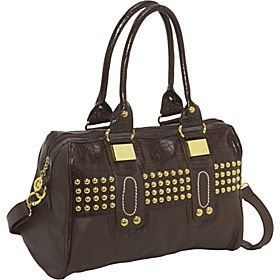 Magid Studded Croc Trim Satchel Handbag in Brown BNWT $115 Sale Price