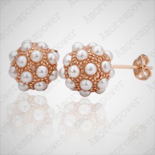  Plated Ear Pin Jewelry 18K GP Pearl Fashion Ball Studs Earring