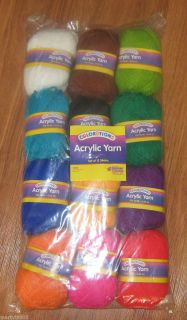 Brand New 12 Pack of 4 Ply Acrylic Vibrant Colored Yarn