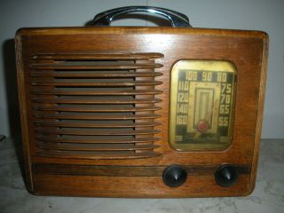 Emerson Radio & Phono Corp Antique Vintage Deco Wood Case Tube Radio