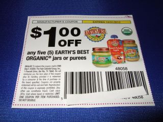 15 Coupons 1 00 5 Earths Best Organic Baby Food exp 12 31 12