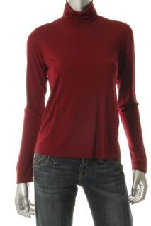 Eileen Fisher New Red Silk Long Sleeves Scrunch Turtleneck Top Petites