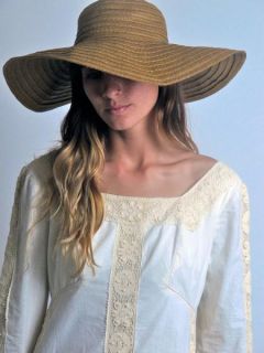 Vtg 60s Emma Domb Boho Hippie Crochet Lace Wedding Maxi Dress Bell
