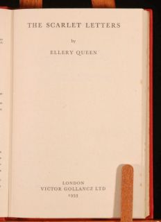 1953 Ellery Queen The Scarlet Letters 1st Ed DW Crime