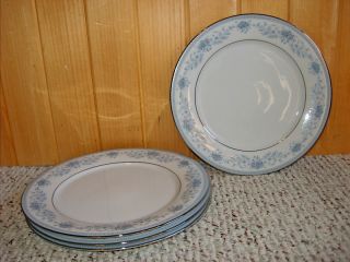 Set of 4 Noritake Dinner Plates Blue Hill 2482 Contemporary Fine China