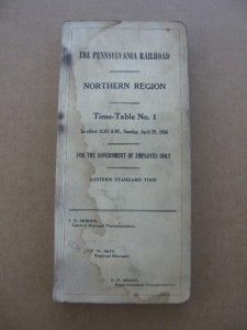 PRR ETT Northern Region April 29 1956 Timetable No 1