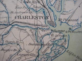  Civil War Map Georgia South Carolina Atlanta Charleston Augusta
