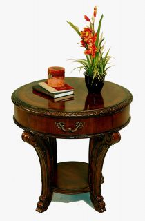 Old World Style Round Living Room Accent End Table