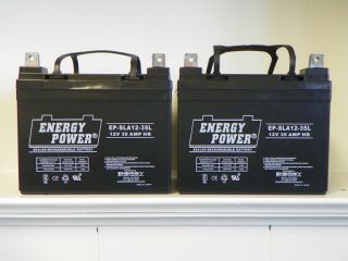 TWO Brand New Energy Power 12 volt, 35 amp hour Batteries for