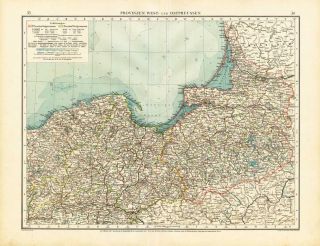 Antique Map GERMANY WEST AND EAST PRUSSIA POLAND Andree 1904