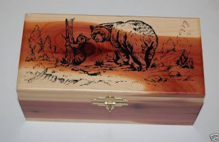 Bear Laser Engraved Keepsake Jewelry Wood Cedar Box 84