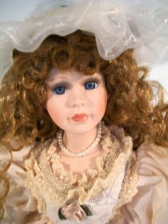 The Emerald Doll Collection Porcelain Doll 16 Tall Red Hair Blue Eyes