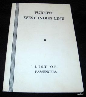Furness West Indies Line 1951 Pass List SS Fort Amherst