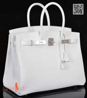Hot Hermes Birkin Bag 35cm White Epsom Palladium Hardware