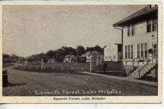 Lake Webster Indiana Epworth Forest Antique Vintage Postcard Auburn