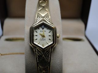  customer new vintage elgin ladies diamond quartz wrist watch nos