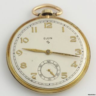 1946 Elgin Open Face 15J 12S 546 Pocket Watch Gold Filled Non Working