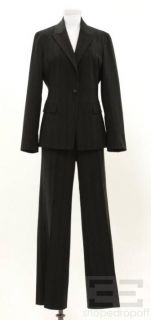 Elie Tahari 2pc Black & Blue Stripe Pant & Jacket Suit Size 12
