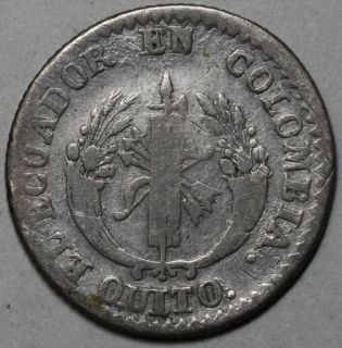 1834 RARE Ecuador Silver 1 Real Elusive 3 Year Type Quito Mint