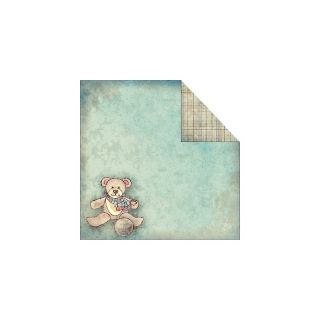 Fabscraps Vintage Baby 12 x 12 Double Sided Paper   Big Bear/Green