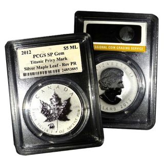 2012 Canadian Maple Leaf $5 Titanic Silver Privy Coin at