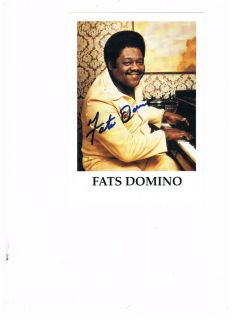 Fats Domino Signed Approx 5x7 Autograph Auto Books $100 Sanders Auto