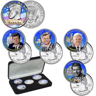 Kennedy Tribute Colorized Coin Collection Set   5 Piece