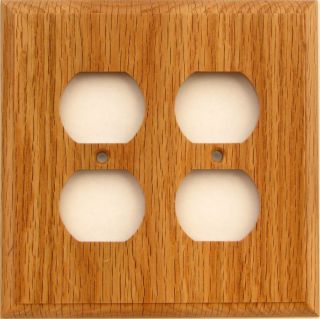 Red Oak Wood Double Duplex Outlet Wall Plate Cover