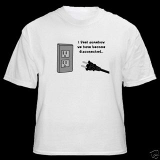 Plug Electrical Outlet Humorous Funny T Shirt Shirt New