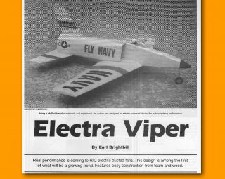  Control Plan ELECTRA VIPER RC Electric Ducted Fan Model Airplane Plans