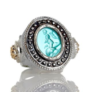 Tagliamonte Green Venetian Cameo Sterling Silver and 14K Oval Ring