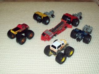 Micro Machines 1990 Galoob 3 Pull Tractors, 1 Pull Sled, 2 Monster