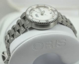 ORIS AQUIS DATE LADIES CERAMIC & DIAMOND AUTOMATIC STEEL WATCH