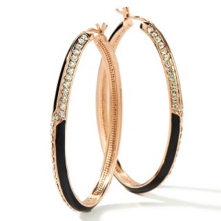 crystal black enamel rosetone oval hoop earrings rating 13 $ 49 95 s
