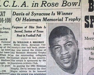 Ernie Davis The Express Syracuse Orangemen Wins Heisman Trophy in 1961