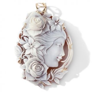 Italy Cameo by M+M Scognamiglio® 14K Carved Sardonyx Lady with Roses