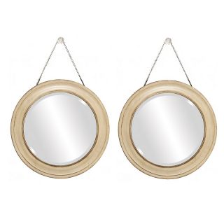  Art & Wall Décor Mirrors Set of Two Round, Tan Mirrors   14 x 14