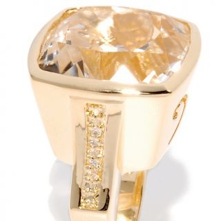 Principessa 14.91ct Clear Quartz and CZ Yellow Bronze Square Ring at