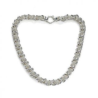La Dea Bendata Curb Link Woven Chain 17 Sterling Silver Necklace at
