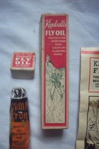Early Kimballs Fly Oil w/ Box & Inst   Bug / Insect Repellent / Dope