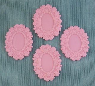 Light Baby Pink Elegant Floral Cameo Settings set of 2 cabs pendant