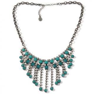  Jewelry Collection GLAMOUR Jewelry Green Opaque Stone 21 Bib Necklace