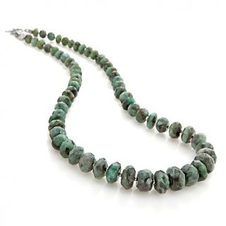  Beaded 295ct Faceted Emerald Bead Sterling Silver 21 Necklace