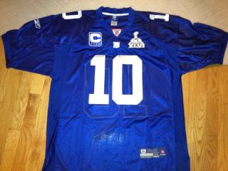 10 Eli Manning New York Giants Jersey Size 54 XXL In Blue With Super