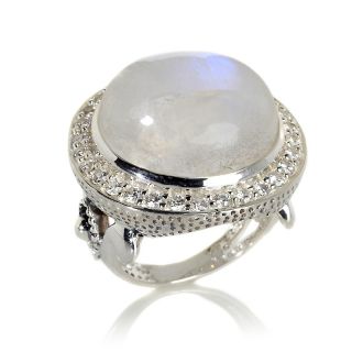 CL by Design Sterling Silver Moonstone and CZ Round Ring at