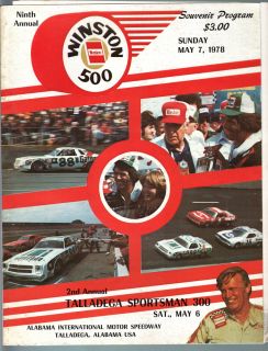 Alabama Speedway Winston 500 PGM 1978 NASCAR Petty Yarborough A J Foyt