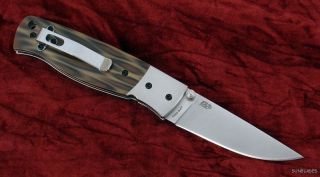 Enzo Knife Birk 75B Ocelot Poly Flat Grind CPM S30V Titanium Pocket