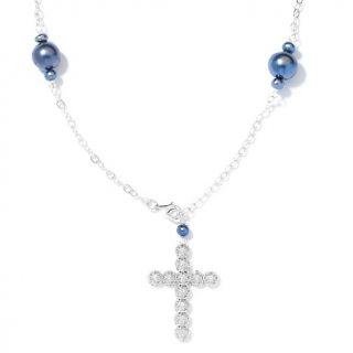 Cultured Freshwater Pearl Sterling Silver Rosary 22 Necklace