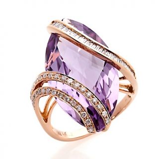  with Carol Brodie 18K Rose Gold 23.37ct Amethyst and Diamond Oval Ring